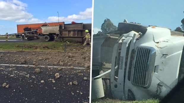 Article image for Truck rollover closes Ring Road
