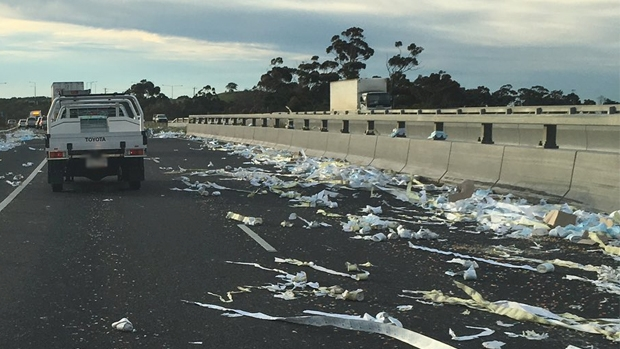 Article image for Truck loses load of toilet paper – sparking a string of jokes in the 3AW studio