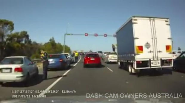 Article image for Impatient emergency lane driver BUSTED on the Western Ring Road