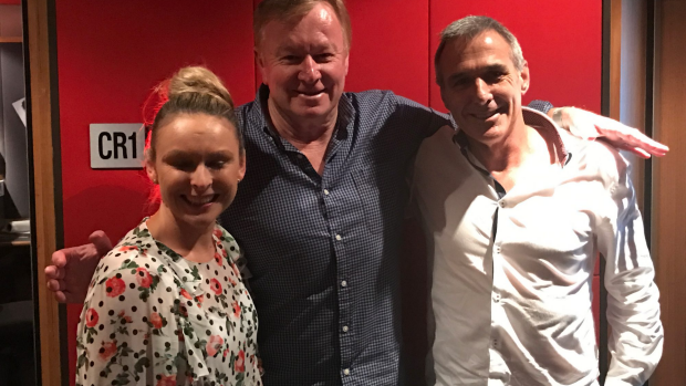 Article image for Mel Schilling and John from Married At First Sight in studio with Denis Walter