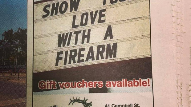 Article image for Gun shop tells lovers to ‘show your love’ with a firearm for Valentine’s Day