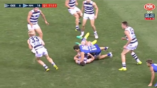 Article image for Scott Thompson in hot water after hitting Patrick Dangerfield with forearm
