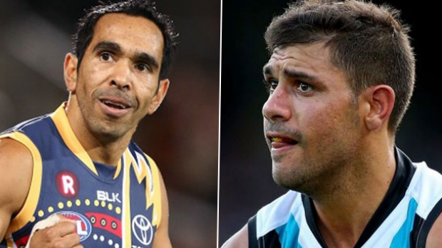 Article image for Adelaide and Port Adelaide investigate claims of racial slurs directed at Eddie Betts and Paddy Ryder