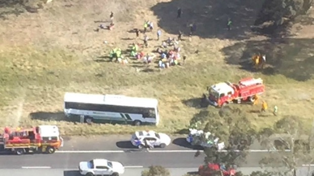 Article image for Schoolchildren treated after bus crash on the Hume Freeway
