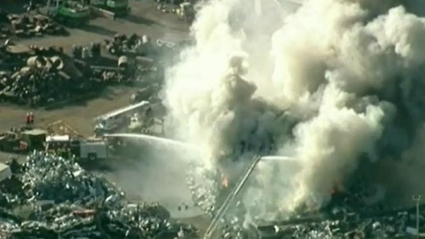 Article image for Large fire at Sims Scrap Metal, Brooklyn