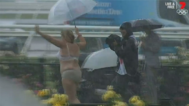 Article image for Neil Mitchell interviews the Oaks Day streaker (AKA: Underpants Lady)