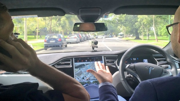 Article image for 3AW Mornings takes a trip inside a Tesla on auto-pilot