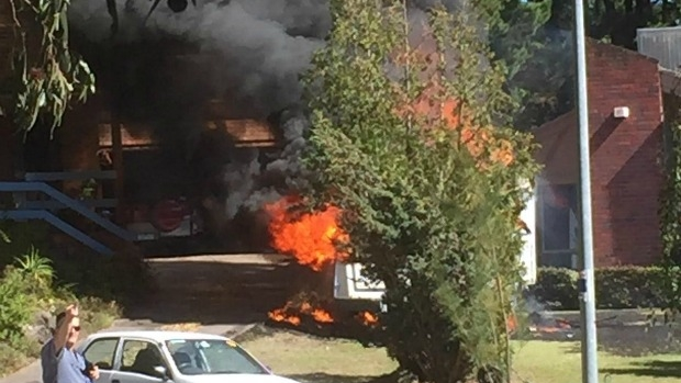 Article image for Dramatic caravan fire at Ringwood