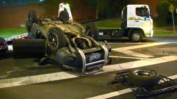 Article image for Lucky escape after three car smash at Wantirna sends car flying