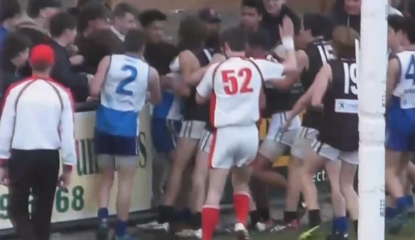 Article image for Ugly footage emerges of fight involving junior footballers and spectators