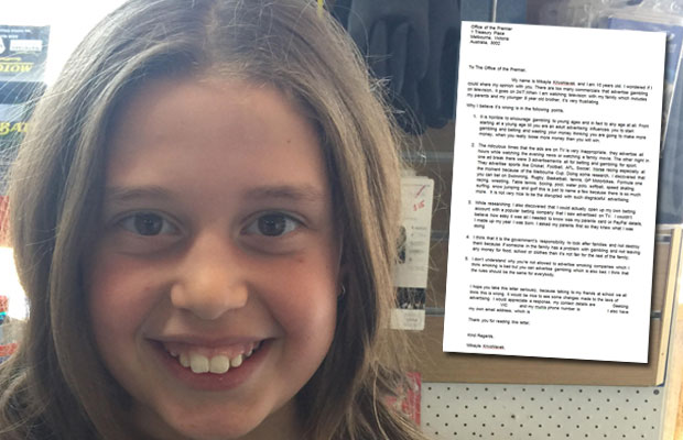 Article image for Young girl concerned by gambling commercials writes to Daniel Andrews
