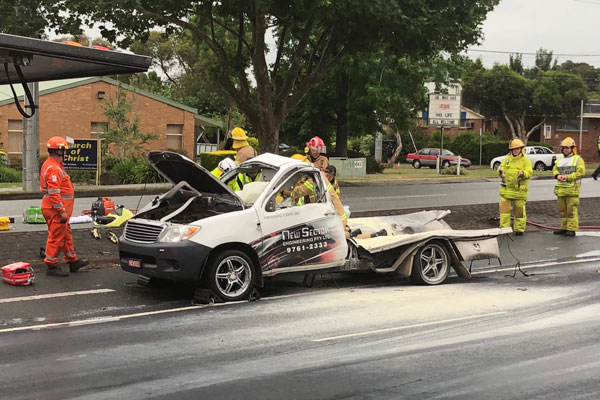 Article image for Gas bottles explode as ute overturns in Melbourne’s east