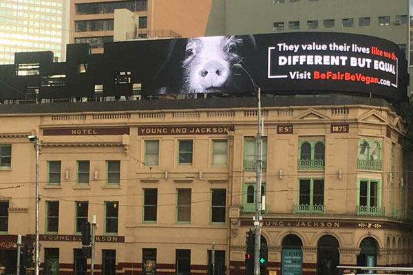 Article image for Vegan ads pop up at high-profile spots in Melbourne’s CBD