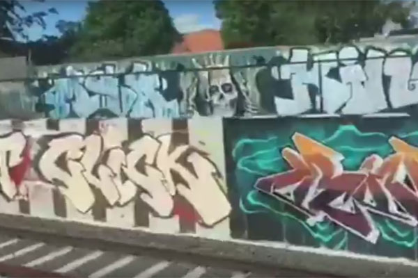 Article image for ‘Disgraceful mess’: One of Melbourne’s newest train corridors completely covered in graffiti