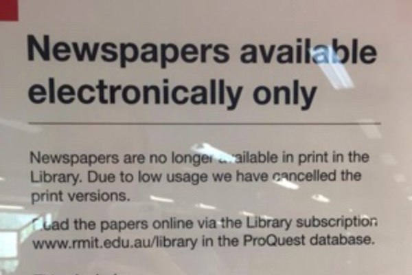 Article image for ‘A sign of the times’: RMIT library abandons print newspapers