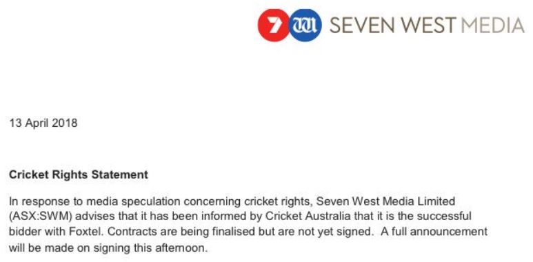 Seven to air both footy and cricket in new deal with Foxtel – 3AW