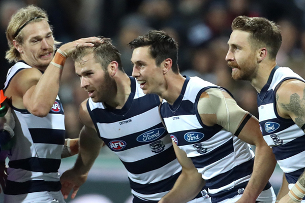 Article image for Hawkins matches GWS for goals as Geelong storms to victory