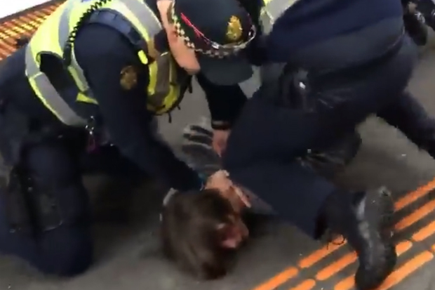Article image for Alarming arrest of teenage boy at train station caught on video