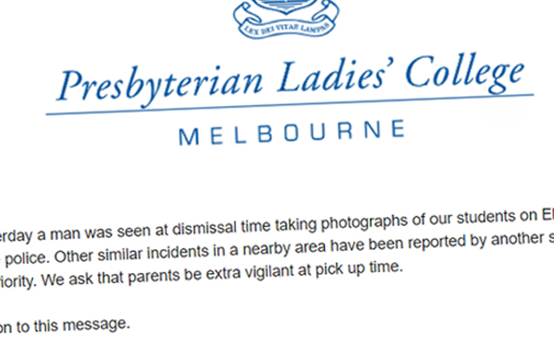 Article image for Parents warned about man taking photos of young girls at school