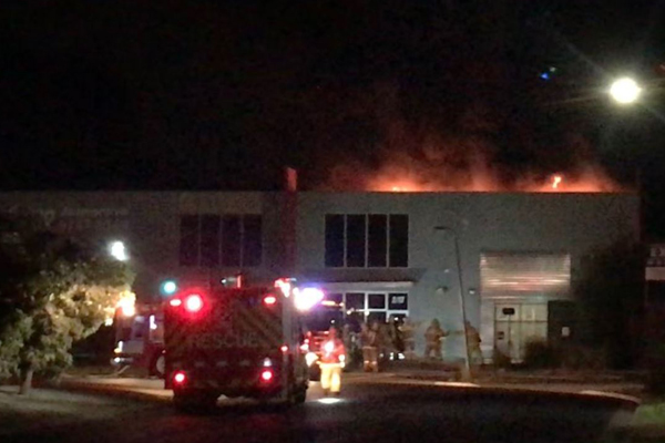 Article image for Firefighters battle massive factory blaze in Melton