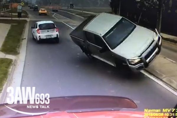 Article image for Shocking dashcam footage captures the moment airborne ute slams into truck