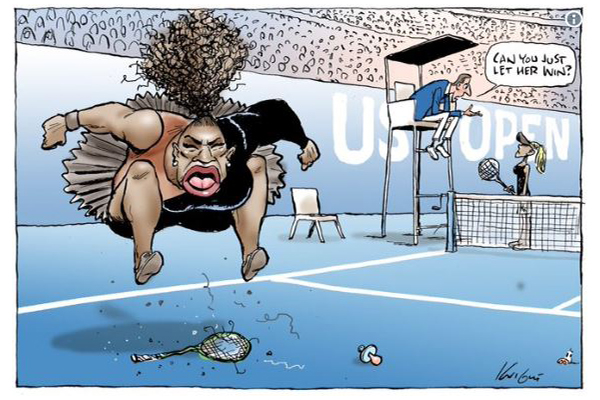 Article image for Cartoonist Mark Knight internationally slammed as “racist” for Serena Williams sketch