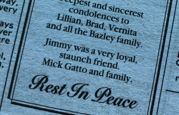 Article image for Mick Gatto leaves newspaper message to family of dead hitman, James Bazley