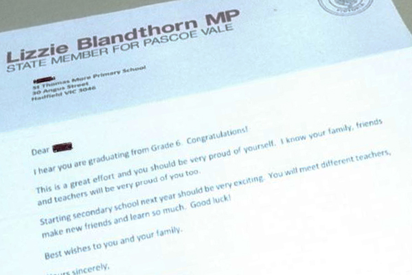 Article image for Labor MP in Melbourne’s north sends letters to grade 6 students