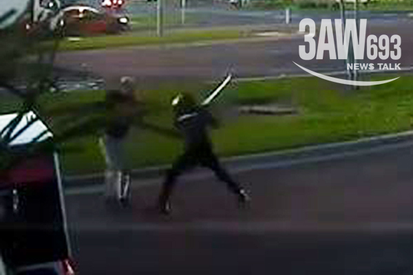 Article image for Shocking footage: Motorcyclist turns weapon on driver in Tullamarine road rage