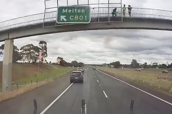 Article image for VIDEO: Dashcam catches kids throwing 12kg rock from overpass