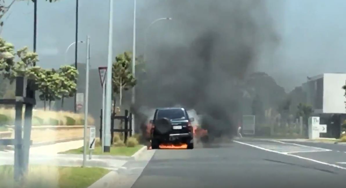 Article image for VIDEO: Car on fire near petrol station in Melbourne’s southeast