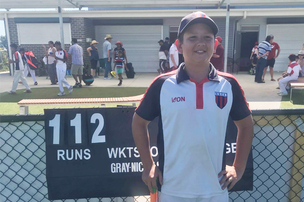Article image for Rumour confirmed: Little legend hits 112 off 60 balls in under 12s cricket