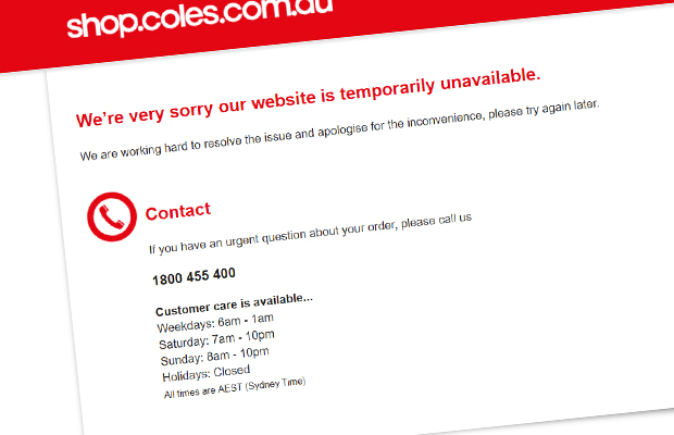 Article image for Coles website crashes, causing problems for online shoppers
