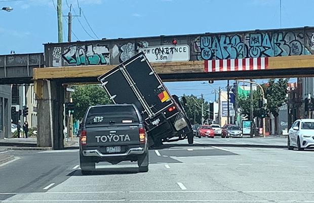 Article image for Truck slams into South Melbourne overpass