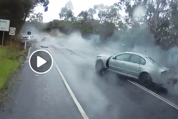 Article image for VIDEO: Truckie pulls toddler from wreckage after three-car smash on Warburton Hwy