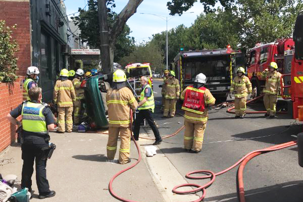 Article image for Hoddle Street reopened after car crashes into pole