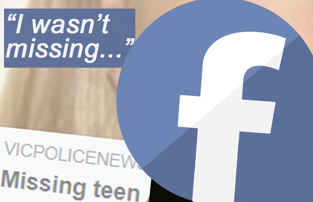 Article image for ‘Missing’ teen takes to Facebook to tell police she’s not missing