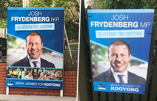 Article image for Posters featuring Josh Frydenberg vandalised with offensive graffiti