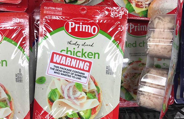 Article image for Animal activists put vegan stickers on supermarket products