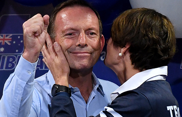 Article image for Tony Abbott defeated — but he has ‘good news’ and big smile