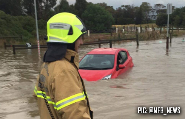 Article image for Driver rescued after getting stuck in floodwater