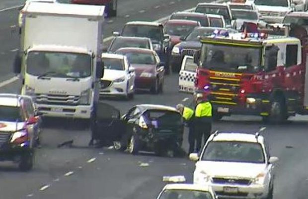 Article image for Monash Freeway reopened: Woman fighting for life