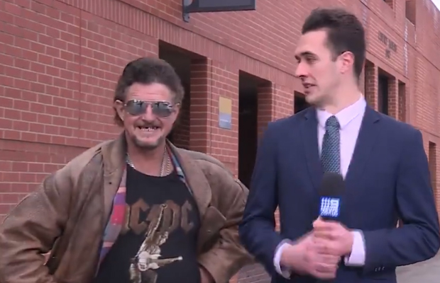 Article image for Video: Just another day outside Albury court — ‘absolute pest’ pranks TV reporter