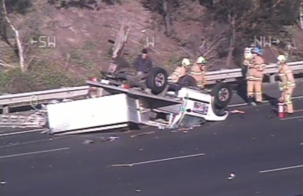 Article image for Ute flips in dramatic Eastern Freeway smash