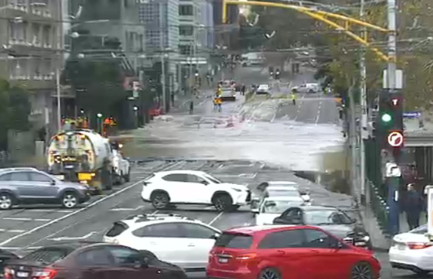 Article image for CBD flood clean up: Busy intersection remains closed for a second day