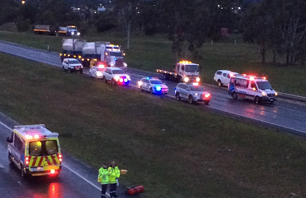 Article image for Western Freeway shutdown: One killed, one critical in fiery double crash