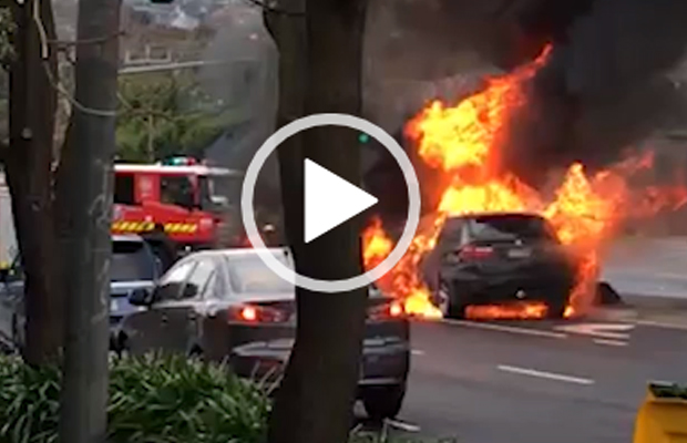 Article image for BMW bursts into flames at Eaglemont intersection