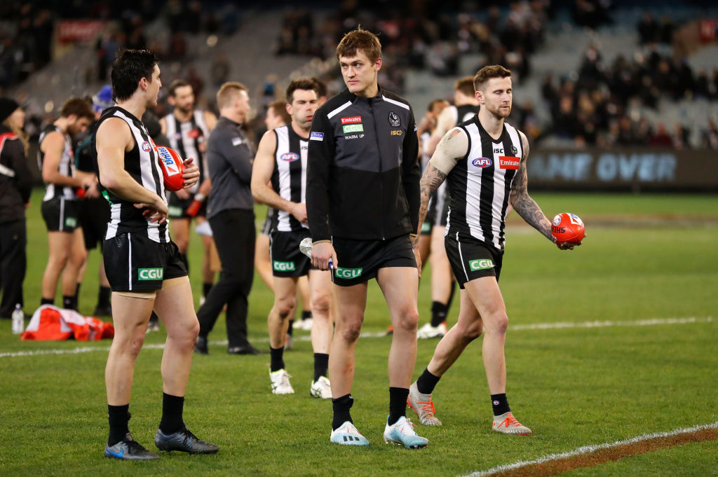 Article image for Nathan Buckley provides an update on Darcy Moore’s hamstring injury
