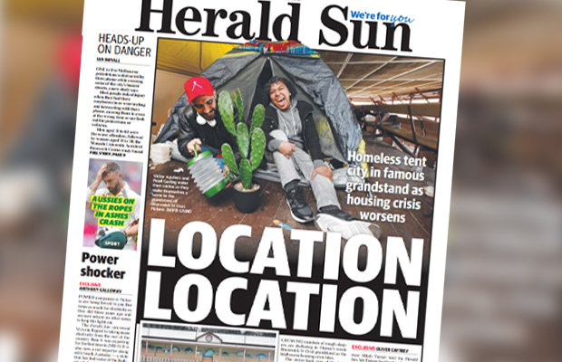 Article image for Historic Melbourne grandstand turned into a tent city as the housing crisis worsens
