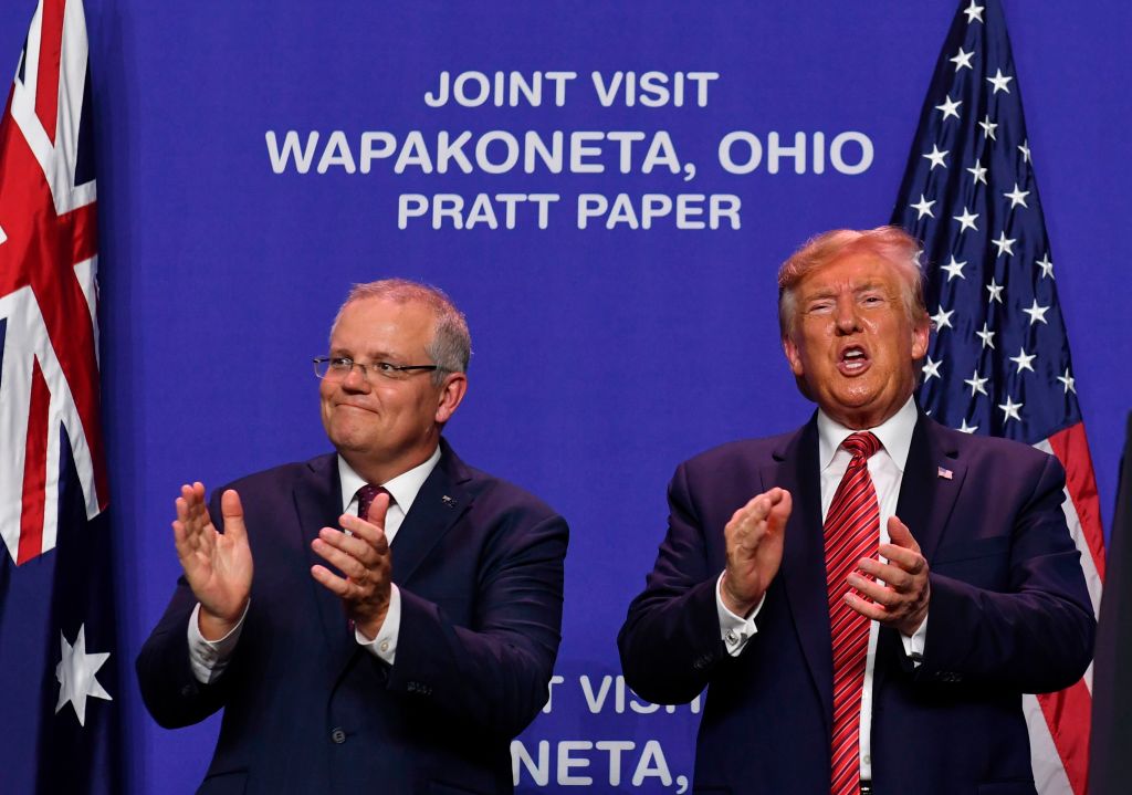 Article image for ‘A big political coup’: Scott Morrison joins Donald Trump for opening of Australian paper mill in Ohio
